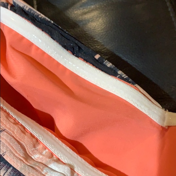 Strapless, high low dress. Peach black, grey print - Picture 6 of 6